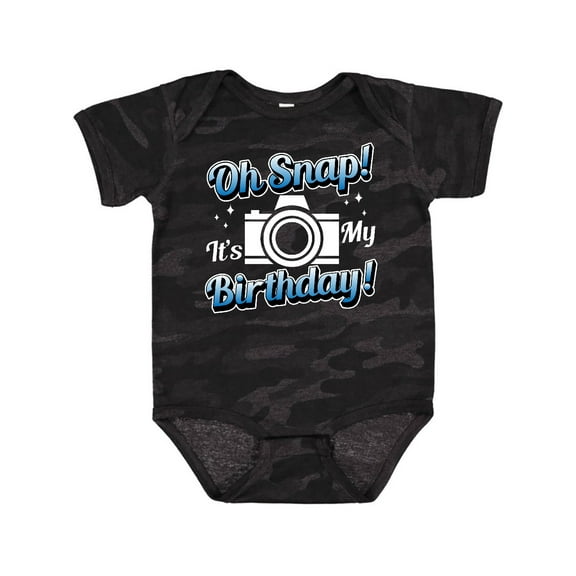 Inktastic Oh Snap Its My Birthday with Camera and Sparkles White Boys or Girls Baby Bodysuit