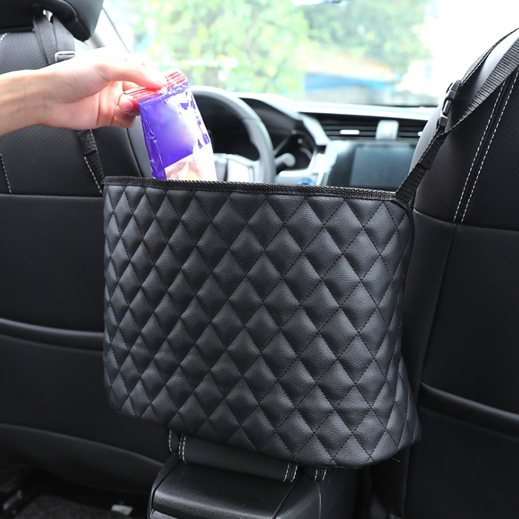 Car Handbag Holder Leather Seat Back Organizer Rhinestone Large Capacity Bag Purse Storage Pocket Seat Back Net Bag