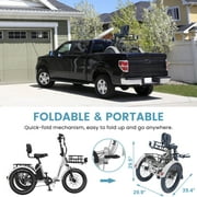MOONCOOL TK Pro Foldable Electric Tricycle, 1500W Motor 48V 20Ah Battery, 20 Fat Tire Three Wheel 6-Speed Electric Mountain Bicycle for Adults
