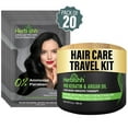 thumbnail image 2 of (2 pack) Herbishh Hair Dye Shampoo Black Color 3-in-1 Travel Pack (30ml x20) + Keratin Argan Oil Hair Mask for Dry, Damaged & Color Treated Hair, 150ml, Long Lasting Hair Color, For Women & Men, 2 of 8