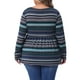 thumbnail image 3 of Blusas de mujer de talla grande Agnes Orinda, tops estilo babydoll vintage a rayas, con cuello en V, de manga larga, con cintura elástica, casual, 4X, azul, 3 of 6