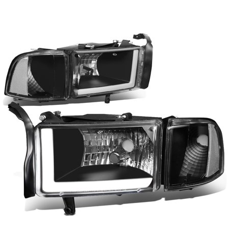 For 1994 To 2002 Dodge Ram 1500 2500 3500 Led Drl Light Bar For 1994 To 2002 Dodge Ram 1500 2500 3500 Led Drl Light Bar Headlights Black Housing Clear Corner Headlamp 95 96 97 98 99 00 01 Left Right