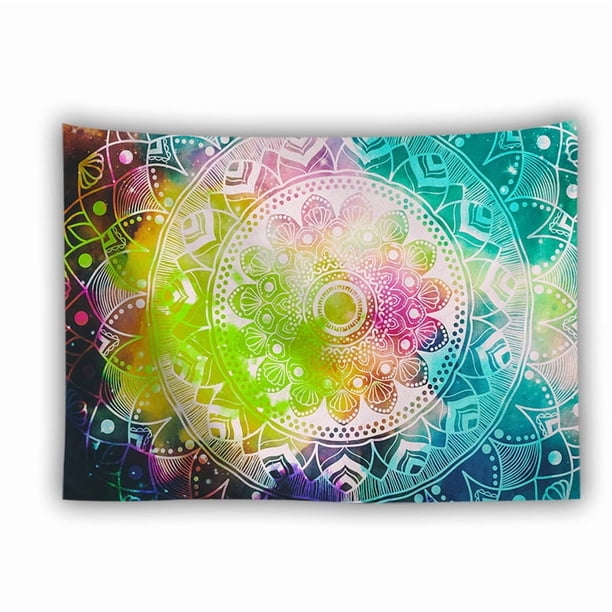 Tapicería de pared con diseño de mandala en microtela, 150 x 150 cm