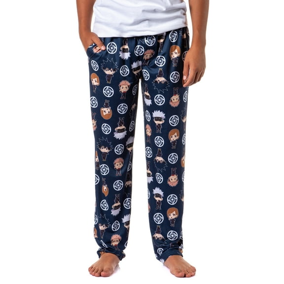 Jujutsu Kaisen Men's Chibi Sorcerers School Logo Allover Print Lounge Pajama Pants