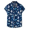 thumbnail image 1 of Playeras Y Camisas Para Hombre Camiseta de verano a la para hombre, camiseta informal con estampado de playa hawaiana, camiseta con botones, camiseta de manga corta con bolsillo (Blue, XL), 1 of 6