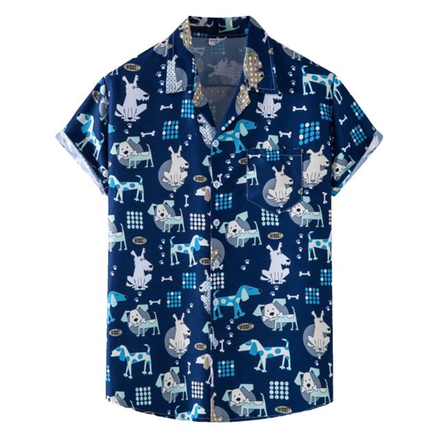 Playeras Y Camisas Para Hombre Camiseta de verano a la para hombre, camiseta informal con estampado de playa hawaiana, camiseta con botones, camiseta de manga corta con bolsillo (Blue, XL)