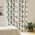 thumbnail image 2 of Ambesonne Tropical Window Curtains, Flower Leaf Square Pattern, Each 28" W x 95" L, Blush Dark Seafoam Pink, 2 of 4