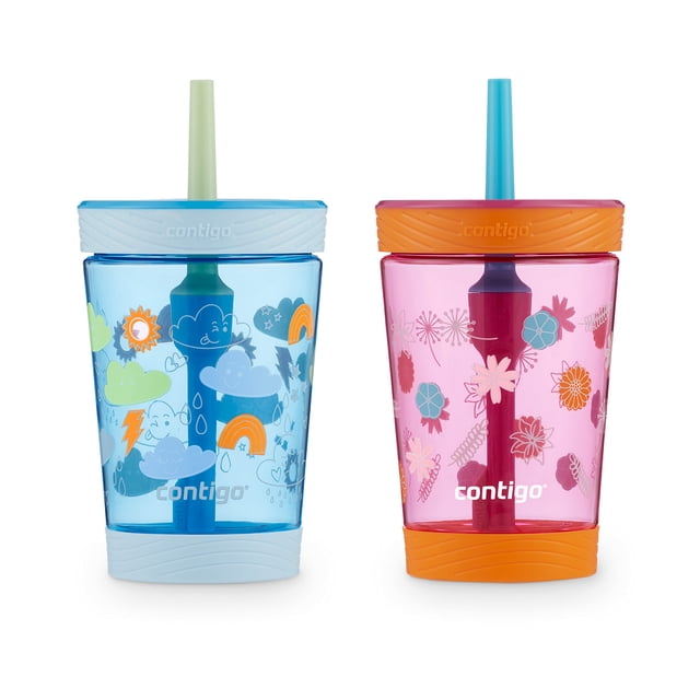 Vaso Contigo Kids a prueba de derrames con pajita, 400 ml, paquete de 2 Contigo NA