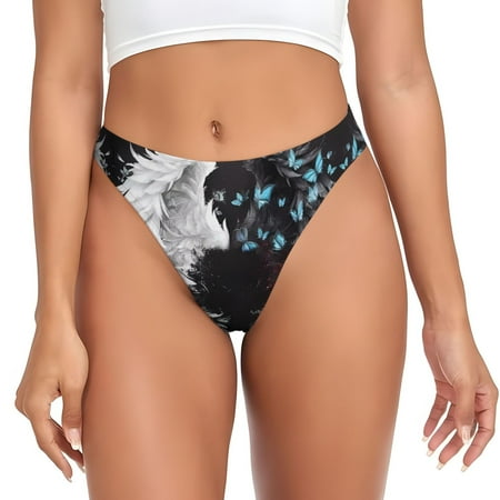 Thongs for Women - Butterfly Angel Wings Art No Show Seamless Womens Thongs Underwear  Breathable G String Thongs for Women  Ladies Stretch Low Rise Thong Bikini Panties Briefs