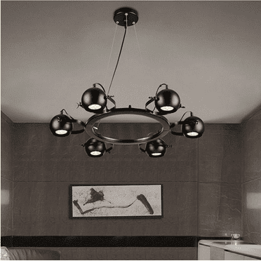 KPIBEST 6-Light Black Farmhouse Chandelier, 25.6" Rustic Industrial Chandelier with Lampshade, Adjustable Lighting Fixtures