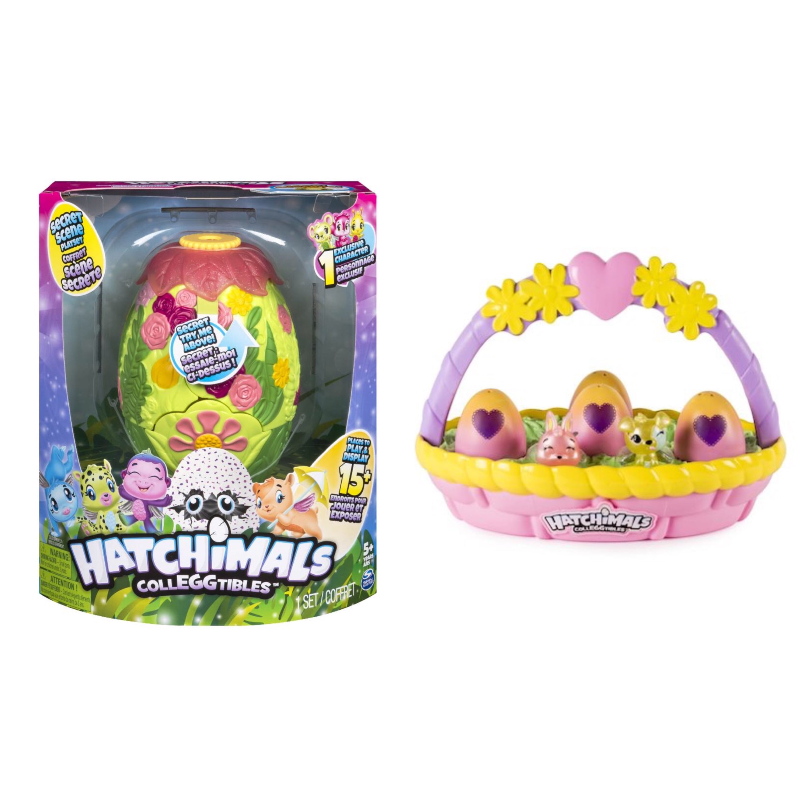 Hatchimals Glittering Garden Secret Scene Playset and Spring Basket Set