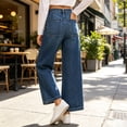 thumbnail image 4 of Karymi Jeans for Women High Waist Straight Leg Ankle Pants, Denim Pants with Slant Patch Pockets Women's Pants, 4 of 7