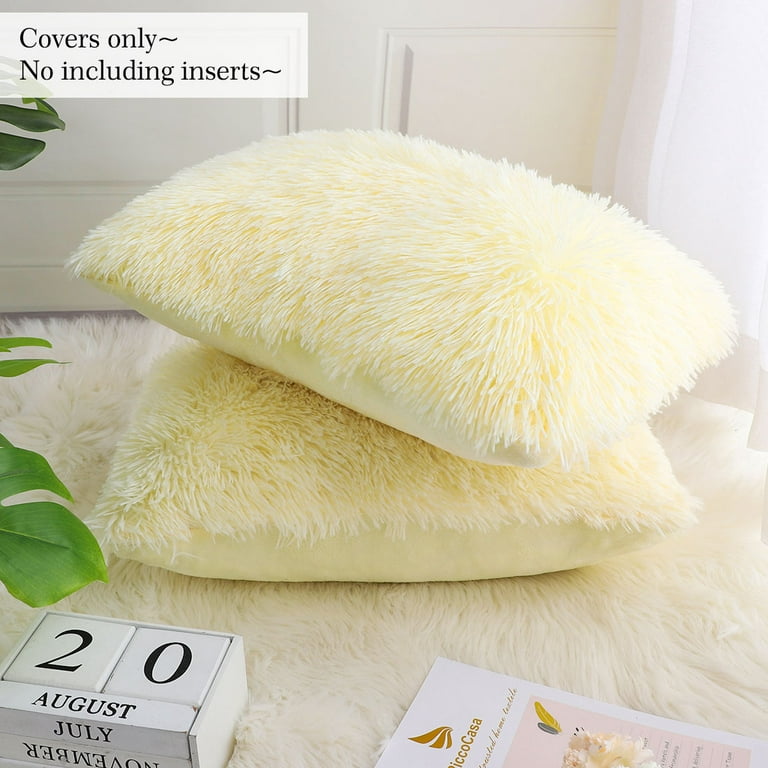 Set of 2 Decorative Faux Fur Throw Pillow Covers Square Fuzzy Cushion –  Yaenacouture