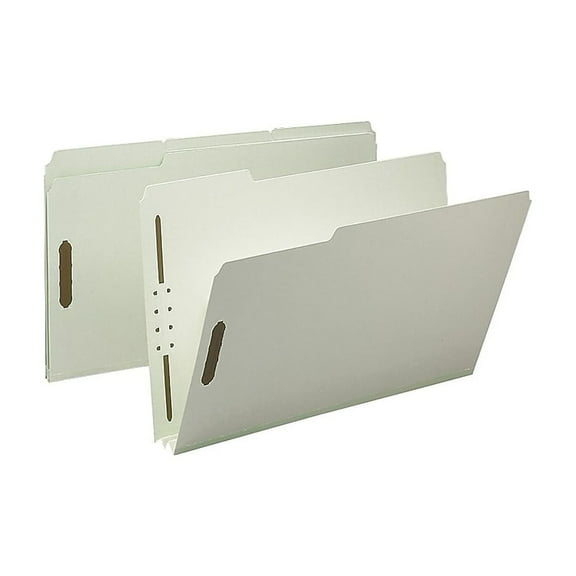 Nature Saver, NATSP17235, 1/3-cut Pressboard Fastener Folders, 25 / Box, Gray/Green
