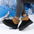 thumbnail image 4 of Pandaie Suede Ankle Snow Boots for Women Water Resistant Platform Snow Booties Fleece Lined Winter Fuzzy Mini Boots Black 6, 4 of 7