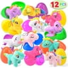 12 PCs Filled Easter Eggs with Plush Unicorn, 2.25” Bright Colorful Easter Eggs Prefilled with Variety Plush Unicorn