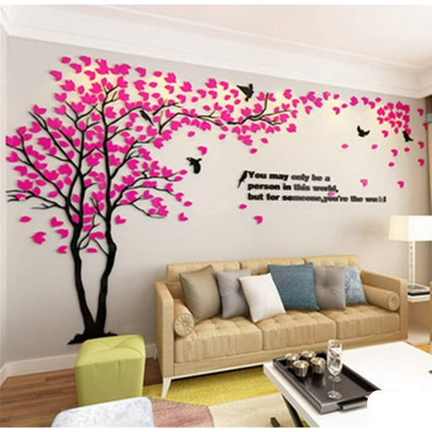 Pegatinas De Pared De Árbol 3D - Diy Árbol Y Pájaros Calcomanías De Pared Familia Pareja Árbol Pegatinas Murales Decoración De Pared Para Guardería Sala De Estar Dormitorio Tv Fondo Hogar