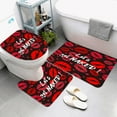 thumbnail image 2 of Planially 4 Pcs Shower Curtain Set with Rugs Toilet Lid Cover Mat Red Lips Bathroom Sets, 2 of 6
