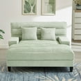 thumbnail image 2 of 63" Oversized Chaise Lounge Indoor, Chenille Upholstered Boneless Sofa Bed with Adjustable Backrest and LED Light Strip, Deep Seat Sleeper Couch for Living Room, Green, 2 of 8