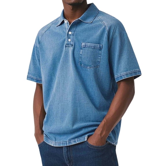 S-5X Big & Tall T Shirts for Men with Pocket Plus Size Short Sleeve Golf Shirts Mens Casual Solid Color Pullover Button Collared Vintage Tees Tops