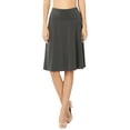 thumbnail image 4 of Zenana Women & Plus Fold Over Banded Waist A-Line Flared Knee Length Midi Skirt, 4 of 5