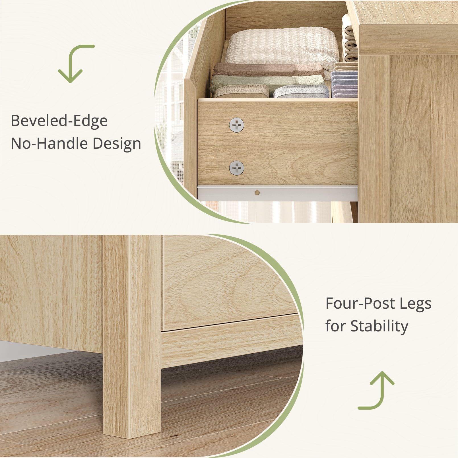 5 Drawer Dresser for Bedroom, 48" Tall Wooden Closet Dresser with Smooth Drawer, Large Tall Dressers & Chests of Drawers for Bedroom Living Room, oak