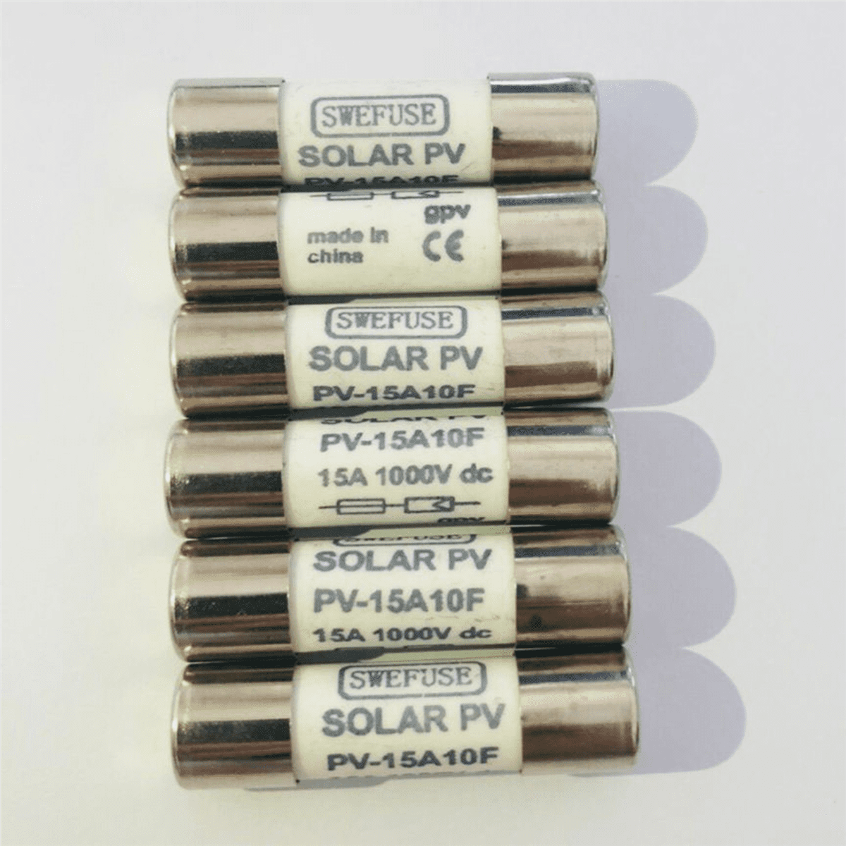 40 Pcs 1000 Fuse Solar PV Explosion-Proof Fuse Silver - 15A,40 * DC fuse of the photovoltaic battery,silver