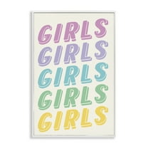 Stupell Industries Pastel Retro Girls Text Text & Numbers Painting White Framed Art Print Wall Art, 20 x 30