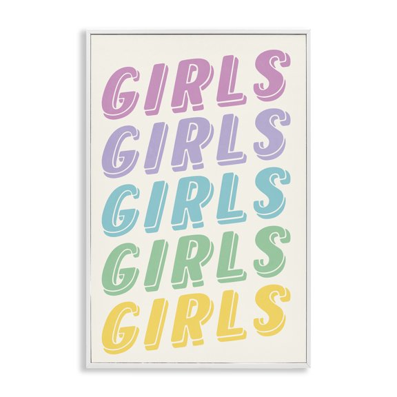 Stupell Industries Pastel Retro Girls Text Text & Numbers Painting White Framed Art Print Wall Art, 20 x 30