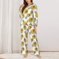thumbnail image 2 of Picia Gold Dots and Leaves Pattern Women’s Long-Sleeve Sleepwear Set - Soft 2-Piece Loungewear with Pockets, Comfy PJs for Relaxing Nights-Large, 2 of 7