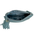 thumbnail image 7 of SILVERFEVER Genuine Leather French Kiss Cross Body Organizer Handbag Purse (Light Blue-Tassle), 7 of 7
