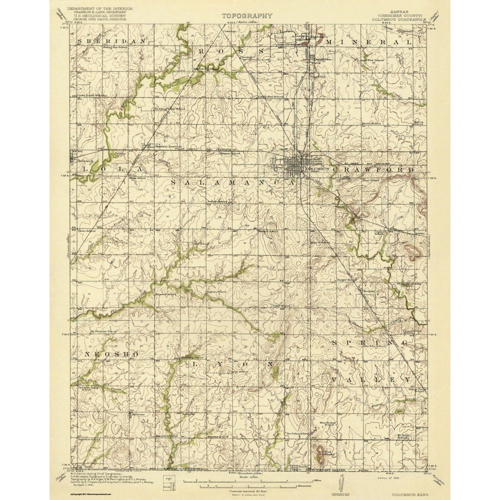 Columbus Kansas Quad USGS 1918 23 x 28.69