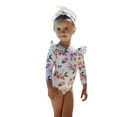 thumbnail image 1 of Sunnyoo Girls One-Piece Swimsuit Floral Long Sleeve Rash Guard Quick Dry Bathing Suit, 1 of 8