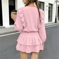 thumbnail image 2 of Vornjynx Kids Girls Outfit Sets Long Sleeve T-Shirt and Tiered Skirt Ruffle Hem Summer Trendy Cute Clothes 2 Piece Pink Size 13, 2 of 10