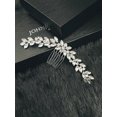 thumbnail image 3 of LORETTA - BOLD MARQUISE CRYSTAL LEAF HAIR COMB IN SILVER, 3 of 4
