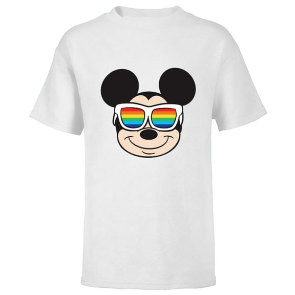 Disney Mickey Mouse Rainbow Sunglasses - Short Sleeve T-Shirt for Kids -Customized-White