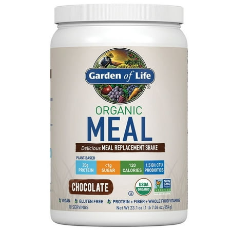 Garden of Life Organic Meal Replacement Shake Powder, Chocolate, 20g Protein, 1.4lb, 23.1oz