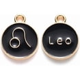 thumbnail image 1 of 20 colgantes de aleación de esmalte Leo planos y redondos con dijes de constelación para hacer joyas., 1 of 3