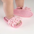 thumbnail image 4 of GYRATEDREAM Infant Baby Girls Summer Open Toe Sandals Toddler PU Leather Soft Flower Ruffle Princess Flat Shoes Pink for 0-18 Months, 4 of 8