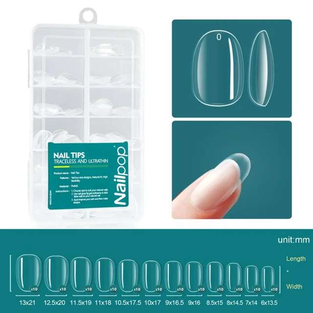 Nailpop 120 Uds uñas acrílicas cápsula falsa ataúd corto de almendra extensión de uñas artificiales cuadradas puntas de Gel suave accesorios herramientas