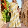 thumbnail image 2 of Sexlip Womens Maxi Dress Short Sleeve Tie Dye Design Light Fabric Flowy Silhouette for Outdoor Leisure Yellow S, 2 of 5