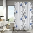 thumbnail image 3 of Blue and White Floral Shower Curtain,Minimalist Flower Bathroon Shower Curtains,Mordern Bath Curtain Set with 12 Hooks 72x72in,Waterproof Polyester Fabric, 3 of 6