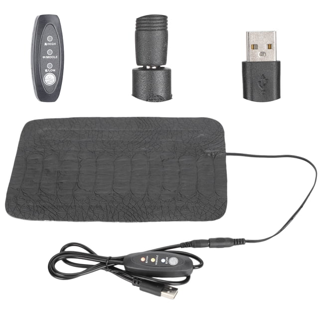 USB Reptile Heating Pad, PU Leather Adjustable Heat Mat for Tortoise Lizard Snake, Reptile Heat Pad with 3 Level Temperature Control for , Tortoise, Snakes, Lizard
