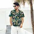 thumbnail image 5 of Mens Hawaiian Floral Shirts Beach Short Sleeve Shirt Casual Button Down Shirt Summer Black Golden S, 5 of 7