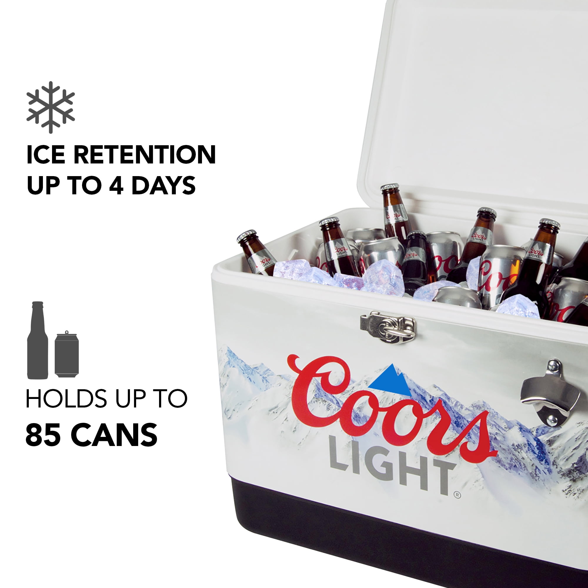 Coors Light Ice Chest Cooler with Bottle Opener, 51L (54 qt), 85 Cans
