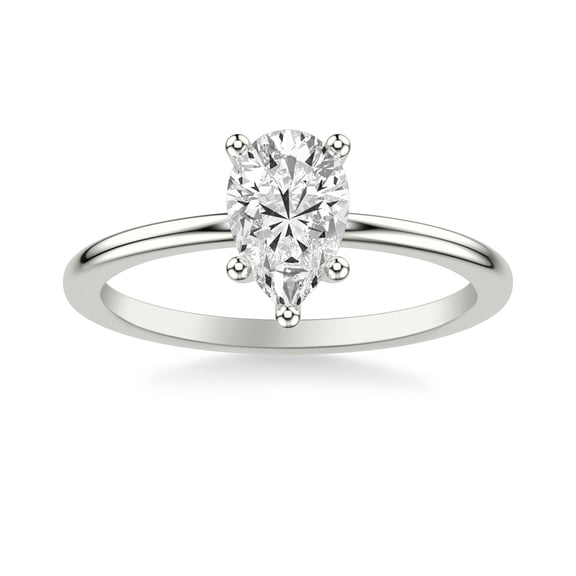 Meryn Jewel 1.37 Ct Lab Created Diamond Ring for Women - Pear Cut - 14K White Gold Plated Engagement Ring - Classic Solitaire Style - Great for Proposals - Gift for Her - Stunning Women's Jewelry