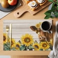 thumbnail image 2 of Cow Sunflower Placemats Set of 4 Country Style Wood Grain Farmhouse Heat Insulation Washable Place Mats, Rustic Non-Slip Table Mats for Dining Table Party Kitchen Decor,13x19 Inch, 2 of 9