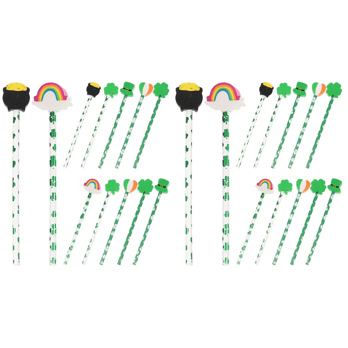 Worgeous 48 Pcs  Saint Patrick's Day Printing Pencils Portable Wood Pencils Student Pencils Convenient Pencils
