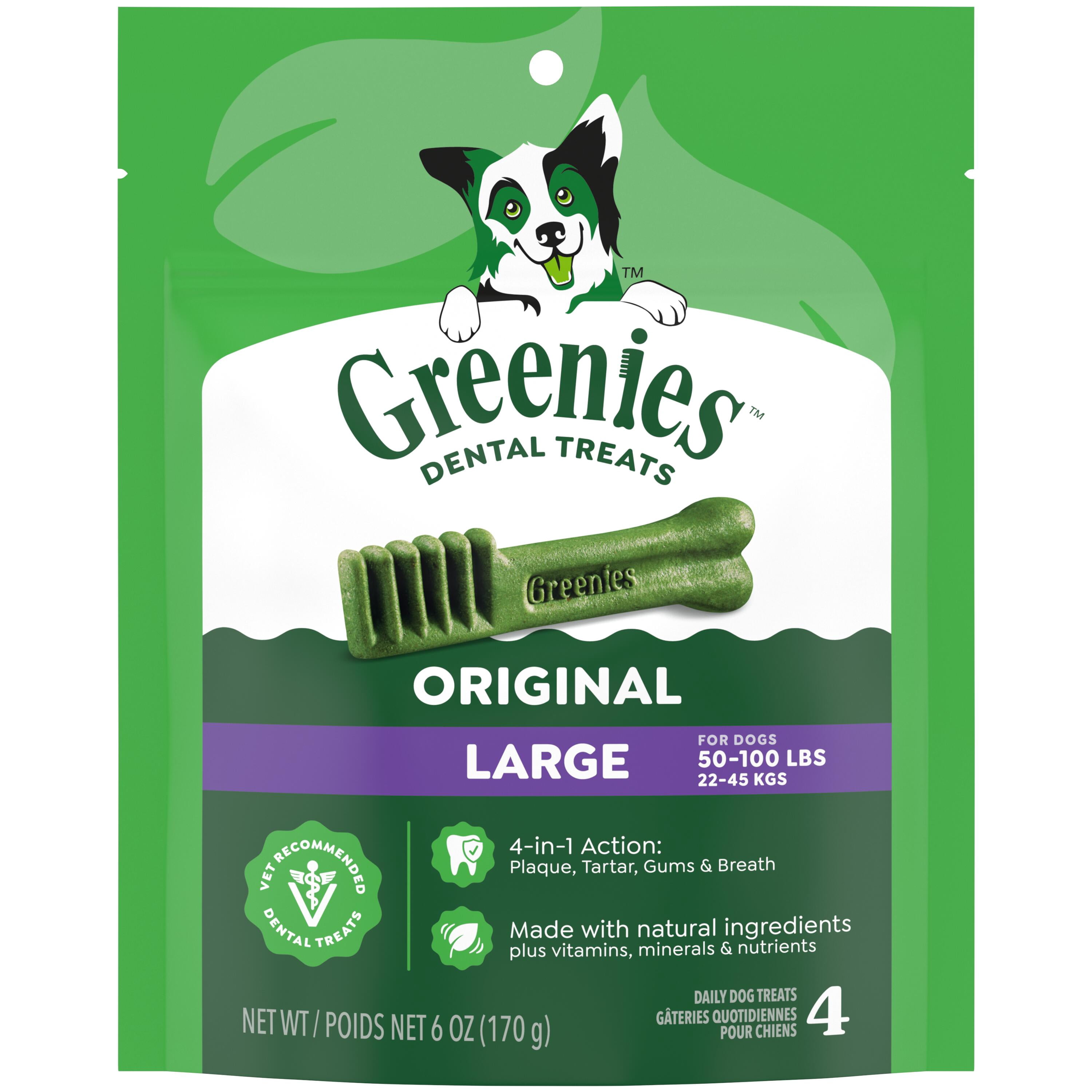 (3 pack) Greenies Original Flavor Adult Natural Dental Dog Treats Large Size, 6 oz Pack (4 Count)