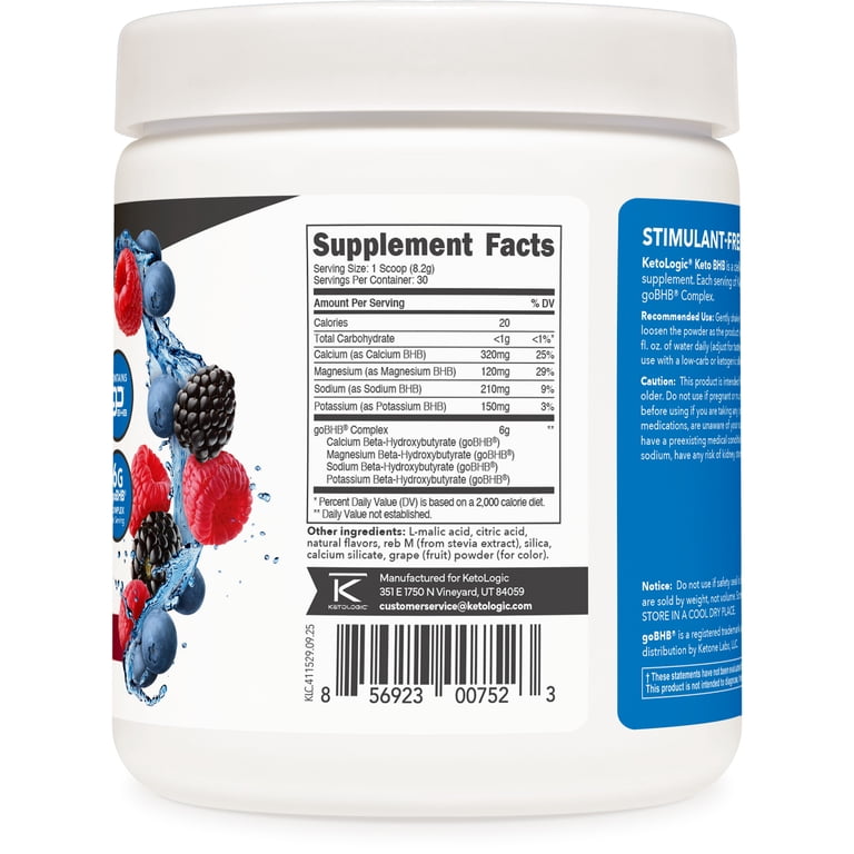 KetoLogic, Keto BHB, 30 Servings, Mixed Berry Flavor - Walmart.com